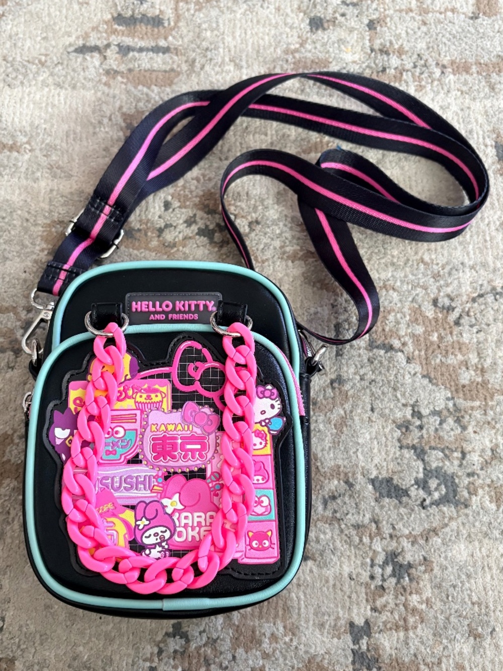 Bioworld Sanrio Hello Kitty & Friends Neon Lights Crossbody Bag – Removable Stra